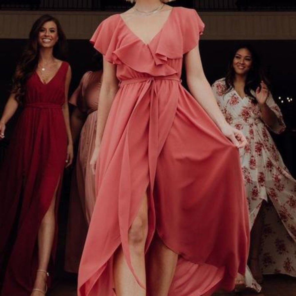 Katya Ruffle Maxi Dress- Rosewood